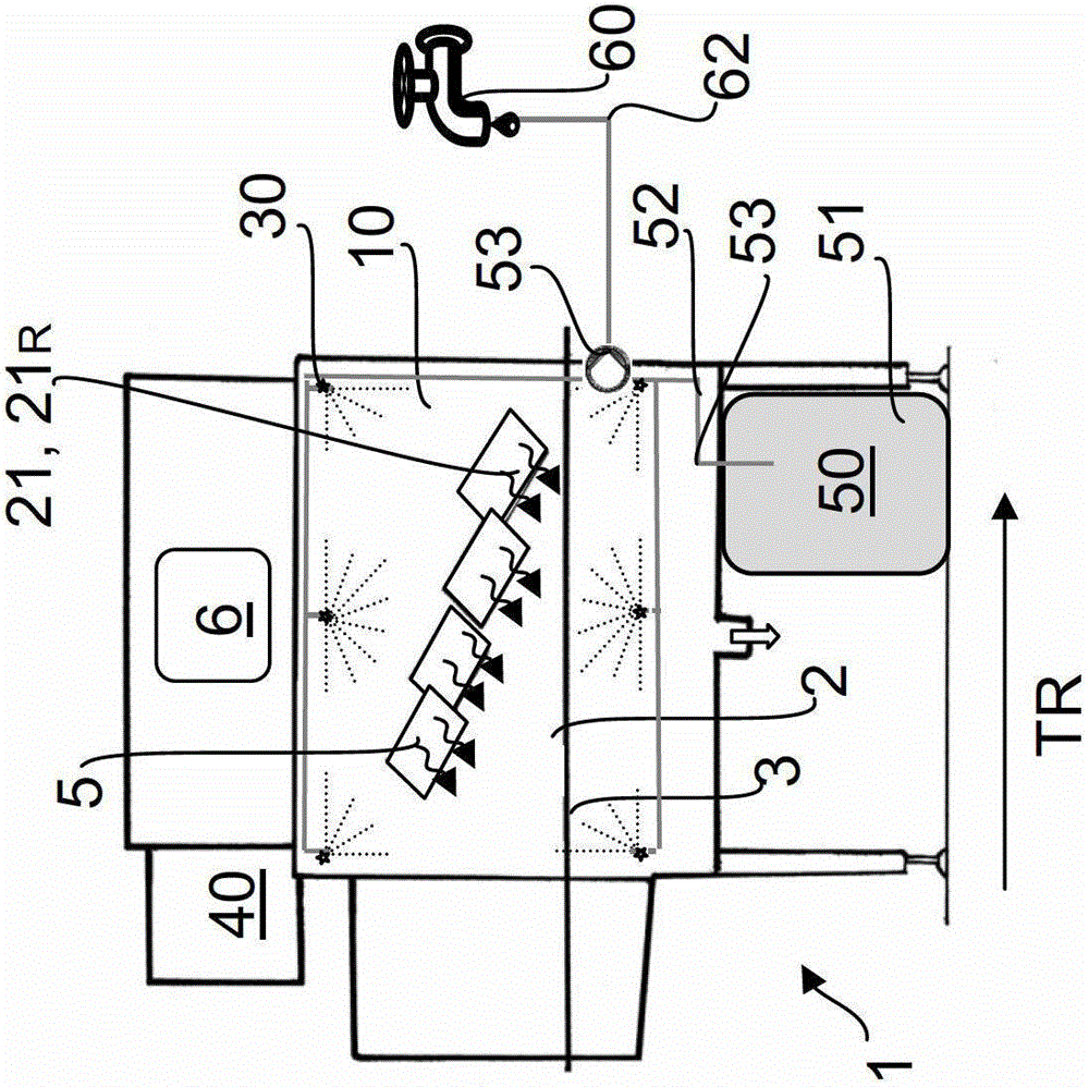 Drying device for containers and method for cleaning such a drying device