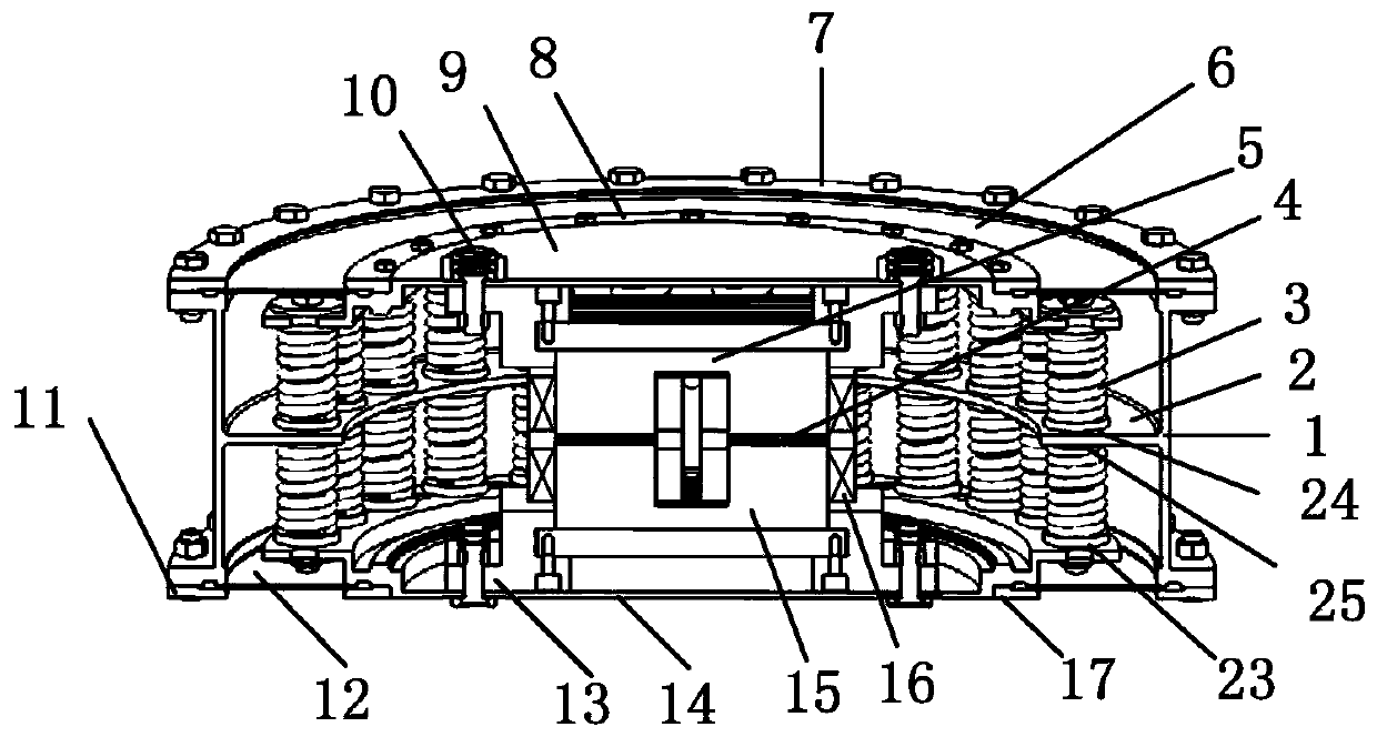 Double-piston electromagnetic type ultra-low-frequency underwater sound transducer and mounting and transduction methods thereof