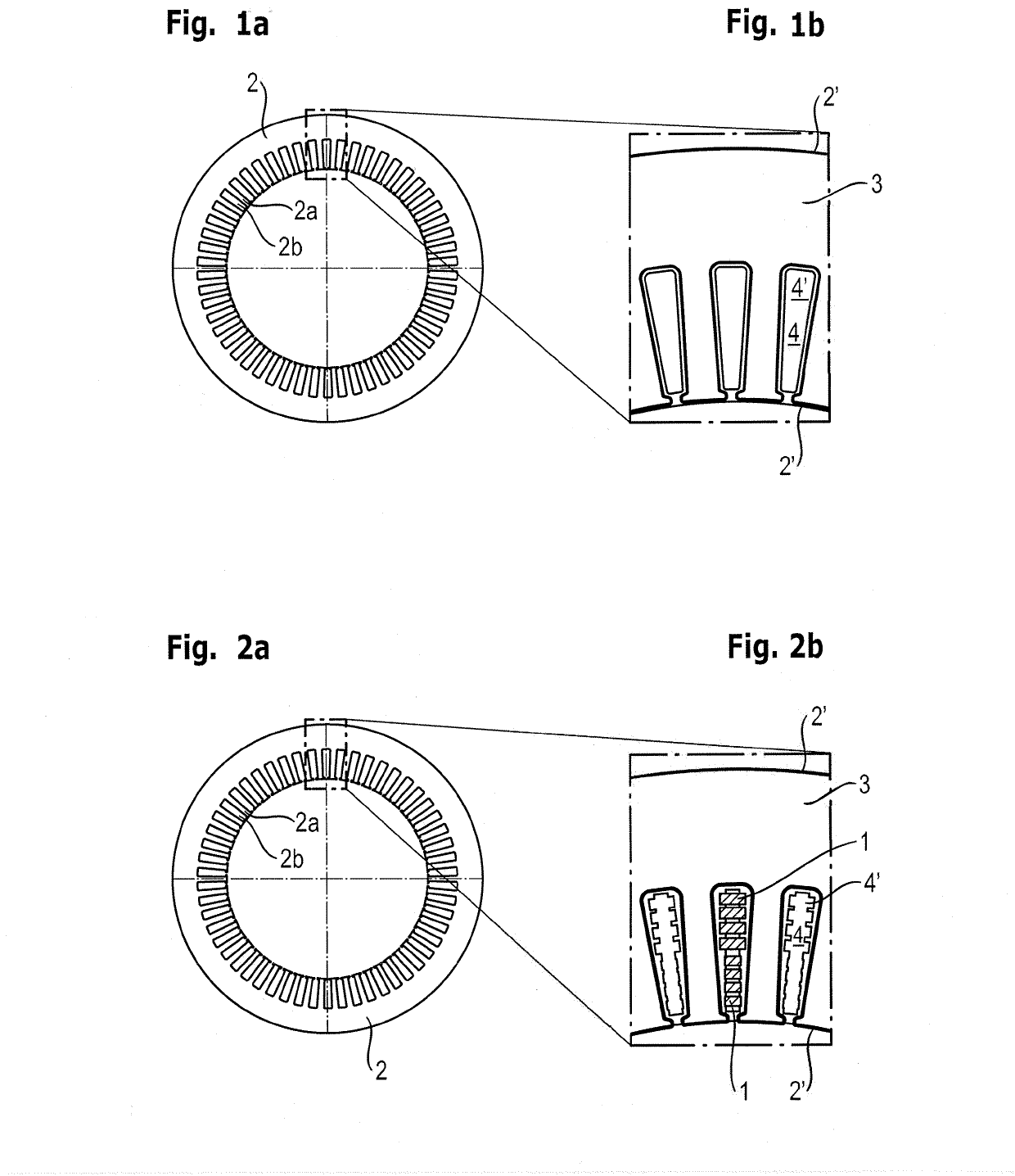Electric motor having electric conductors spaced apart from stator slots