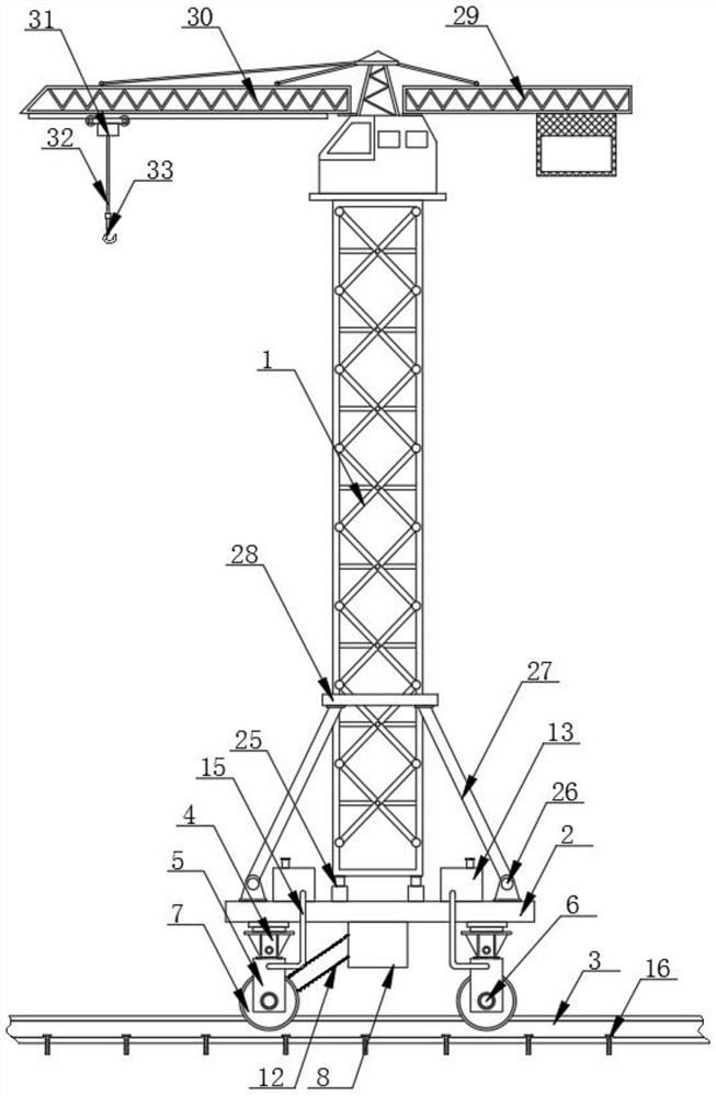 Rail type tower crane and hoisting method thereof