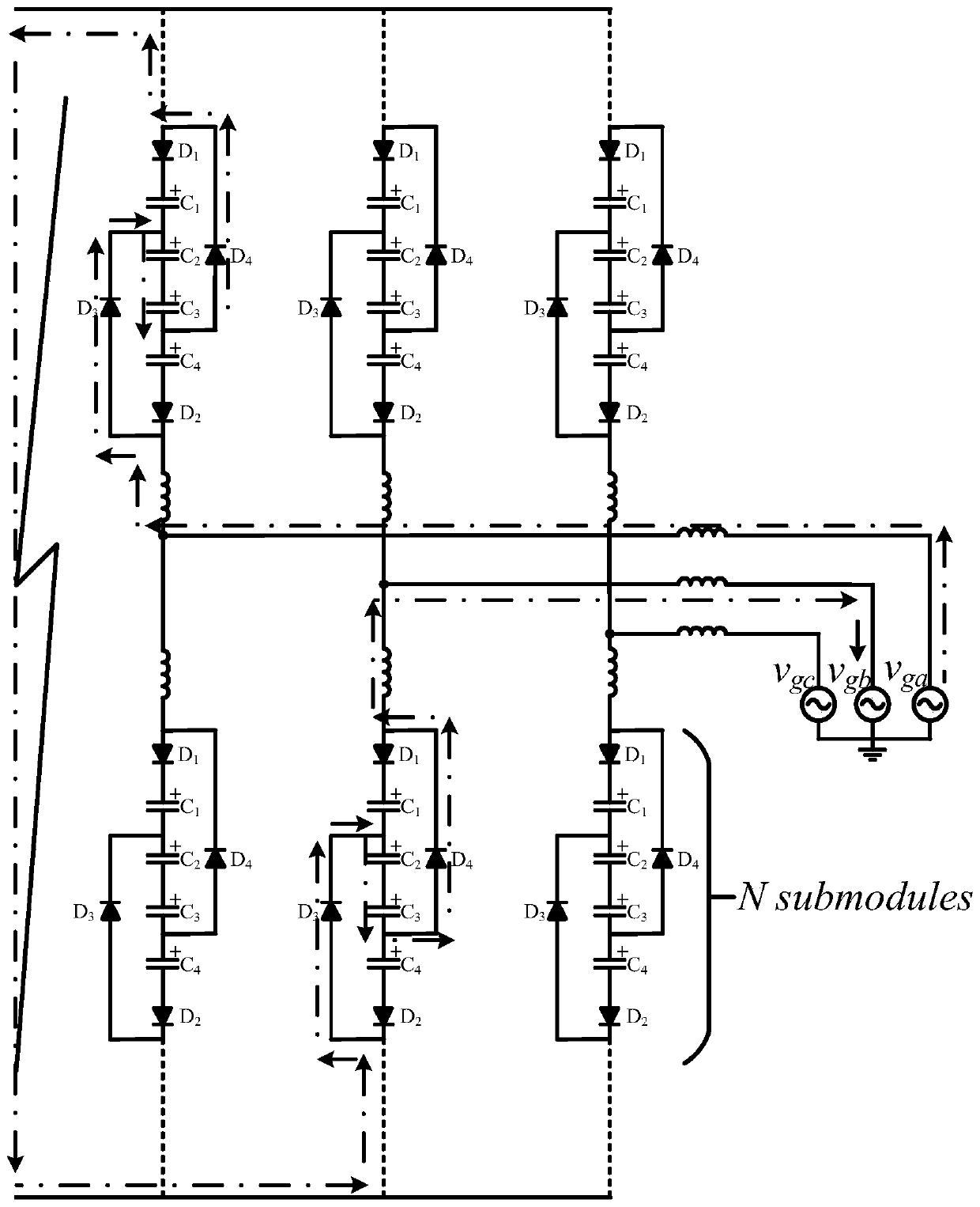 Low-loss modular multilevel converter fault ride-through method