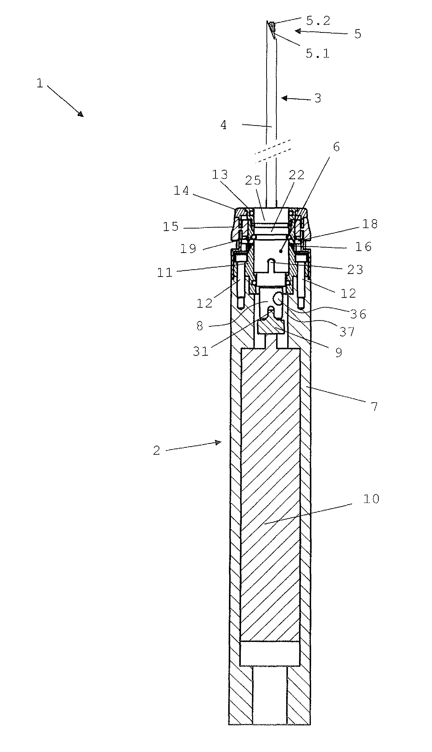Surgical instrument for detachably connecting a handpiece to a surgical tool
