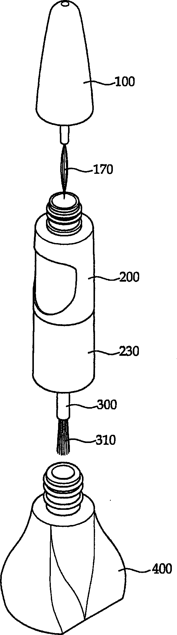 Double-using container for nail cosmetic