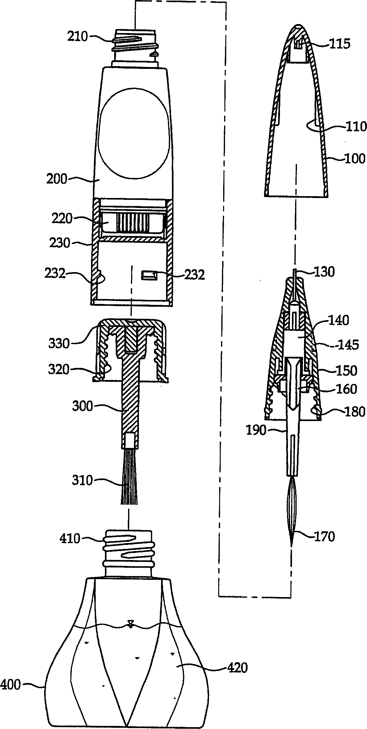 Double-using container for nail cosmetic