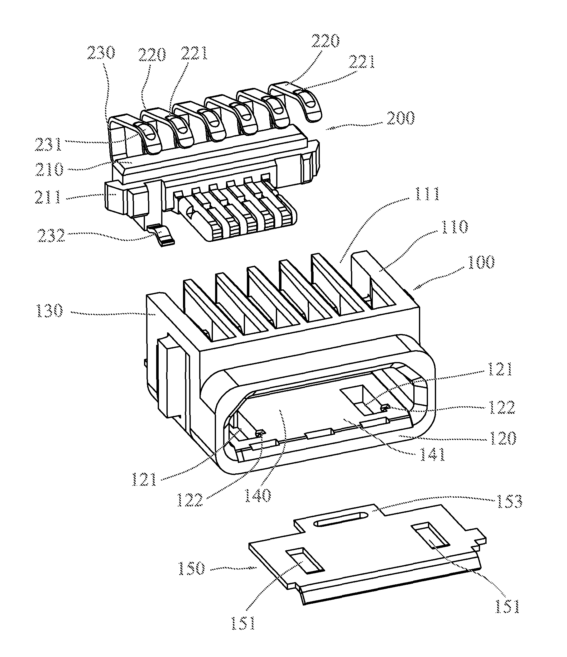 Electronic connector with grounding metal plate