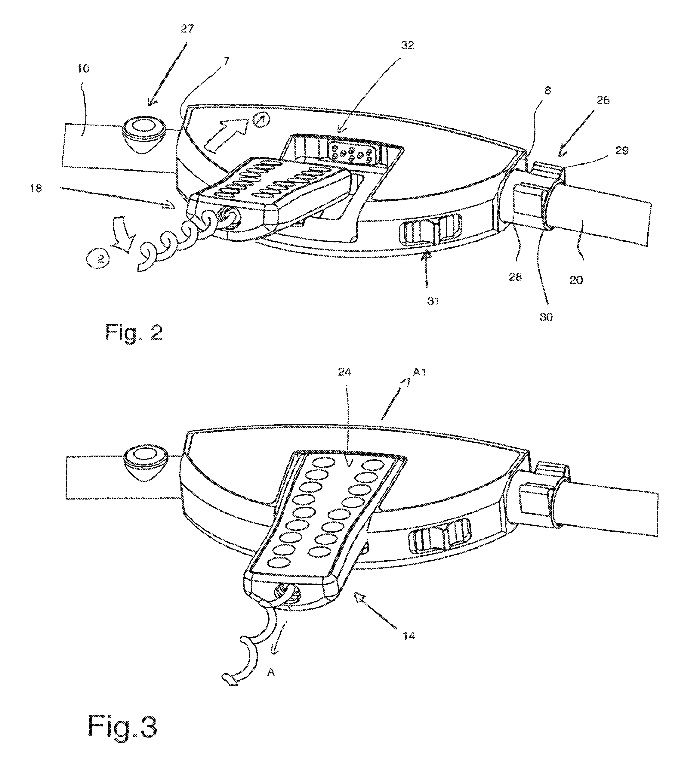 Guide device for a motorized table comprising a unit that groups the table controls together