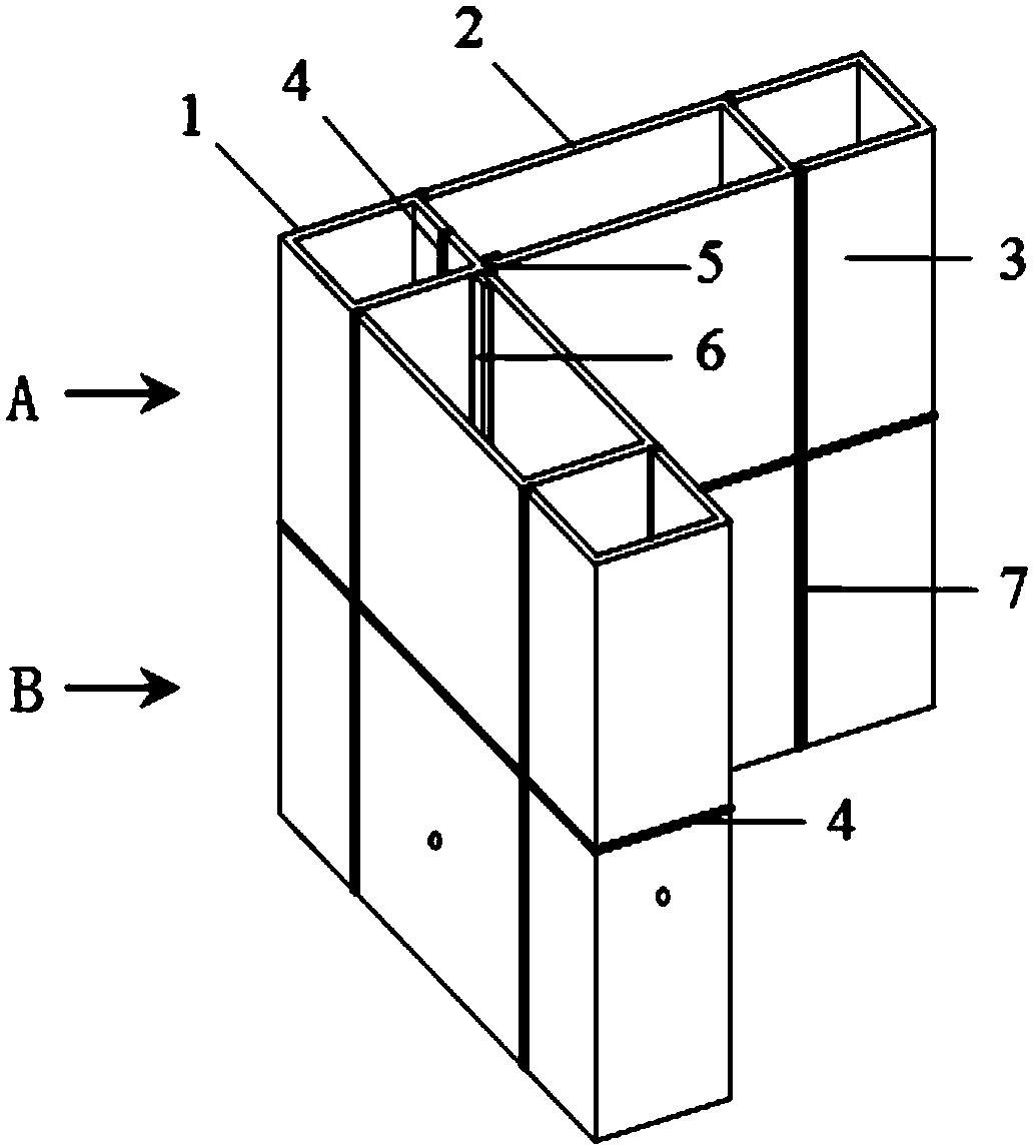 Butt-joint mode of cold-bending multi-cavity steel tube concrete special-shaped column