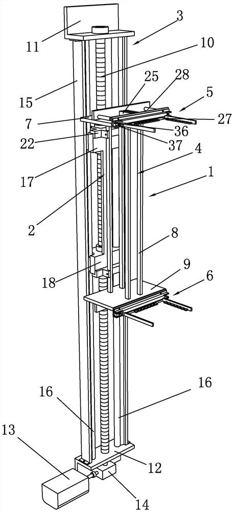 Lifting mechanism of a frame splitting machine for factory farming