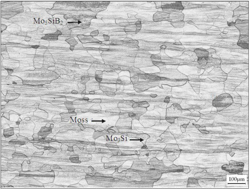 A kind of mo‑si‑b‑hf‑al alloy rod and preparation method thereof