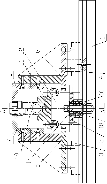 Clamp for central hole of sliding fork drilling end surface