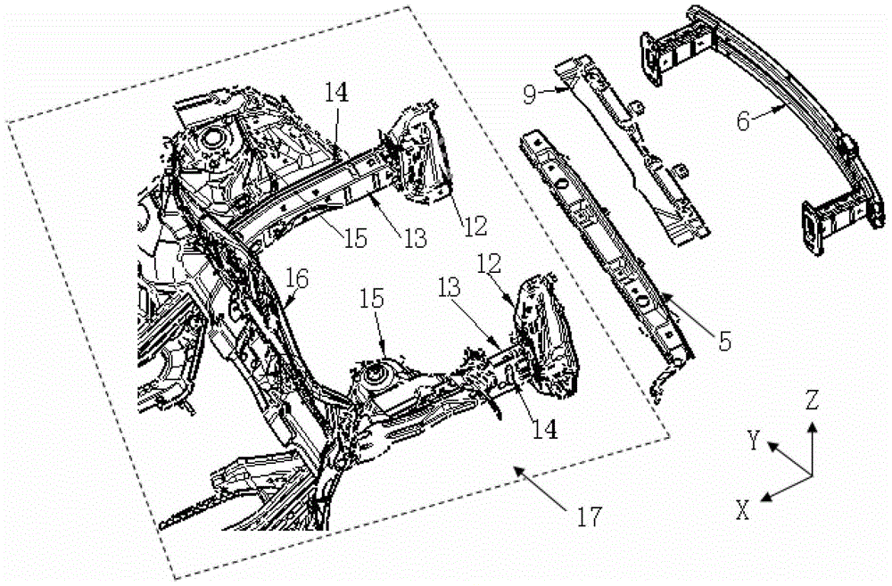 Automobile front longitudinal beam end plate assembly, front end assembly and automobile