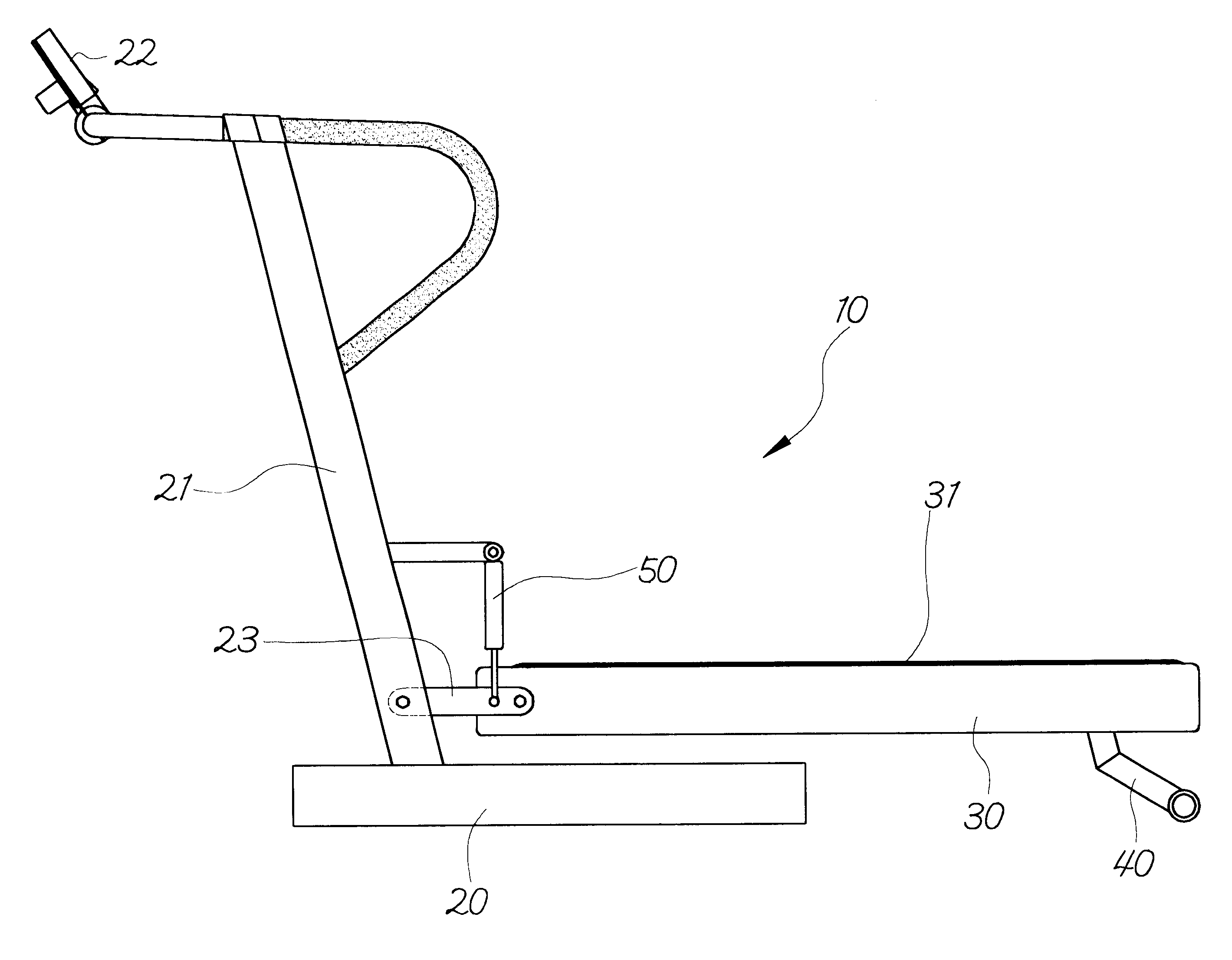 Shock absorption structure for a treadmill