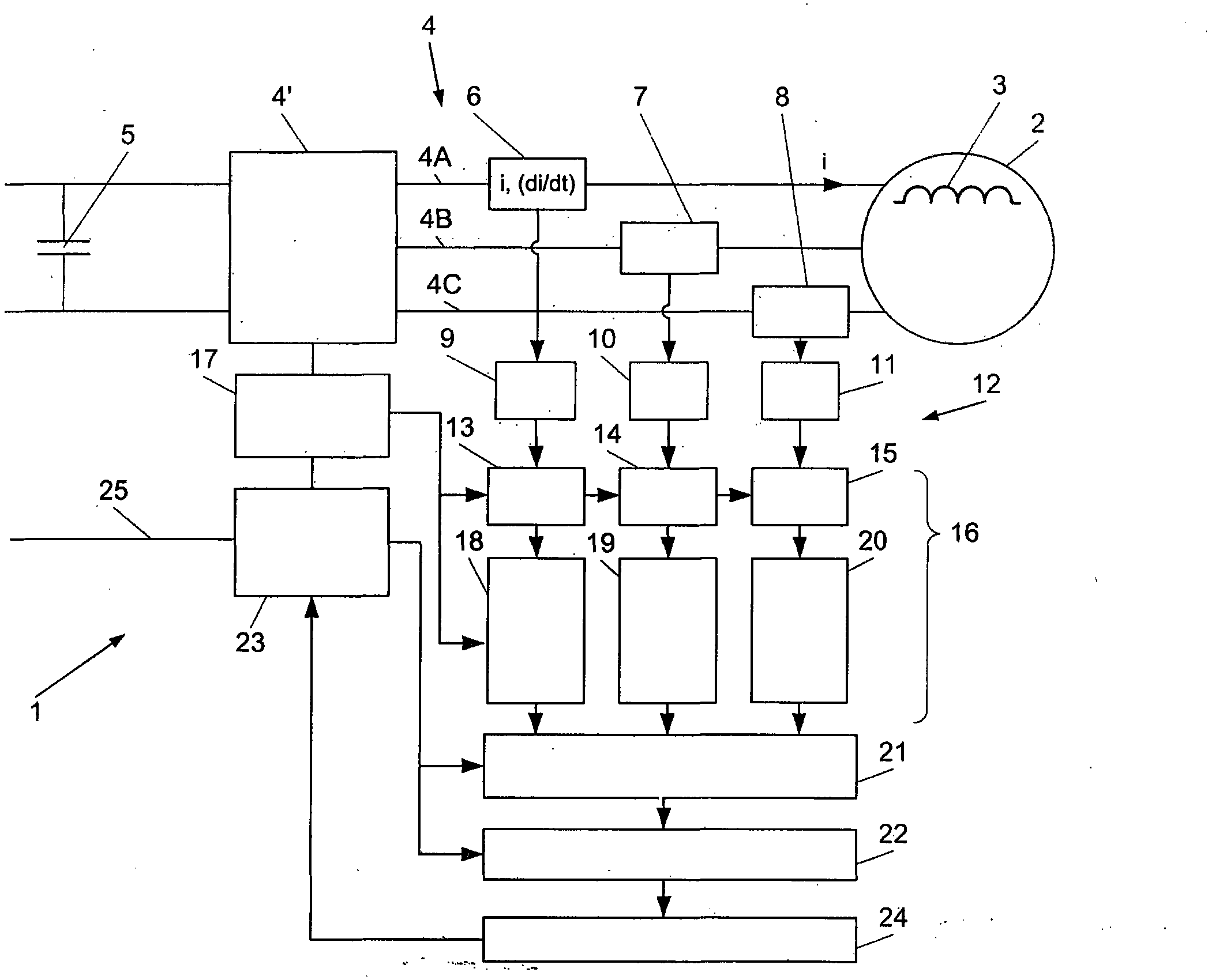 Method and device for detecting a deterioration in the state of an insulation in an operating electric machine