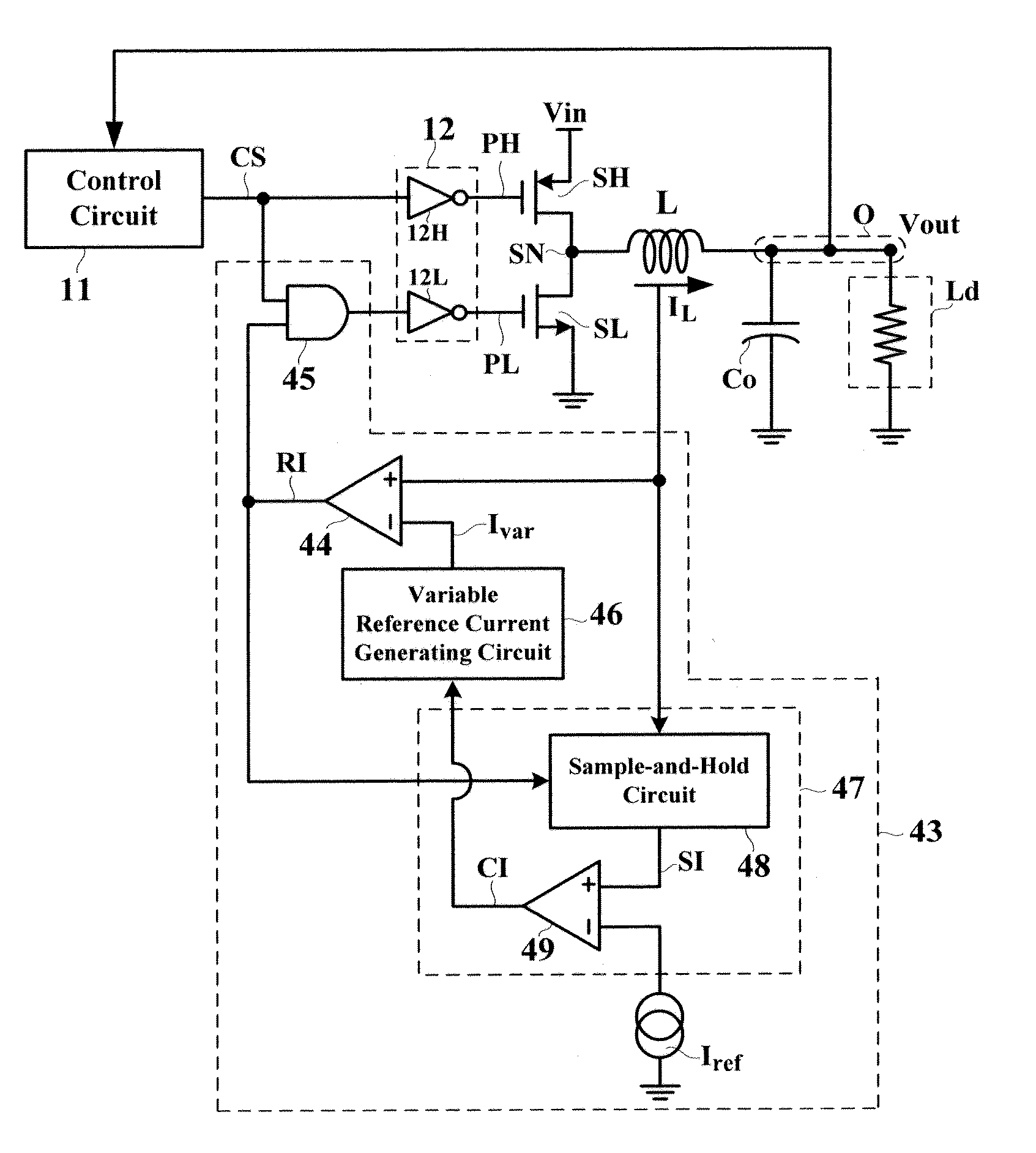Reverse current preventing circuit with an automatic correction of reference