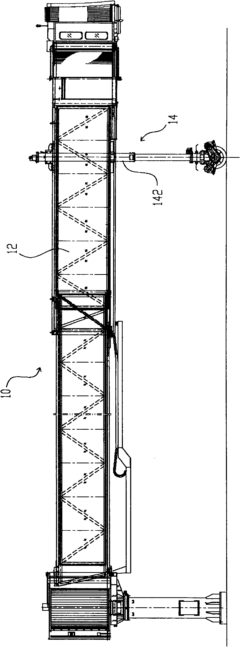 Aerobridge lifting device and method for adjusting same