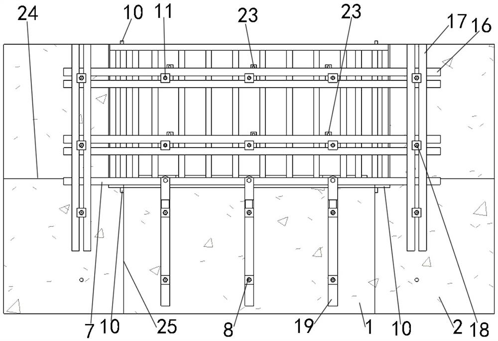 Formwork reinforcing structure of bare concrete wall post-cast strip and and construction method of formwork reinforcing structure