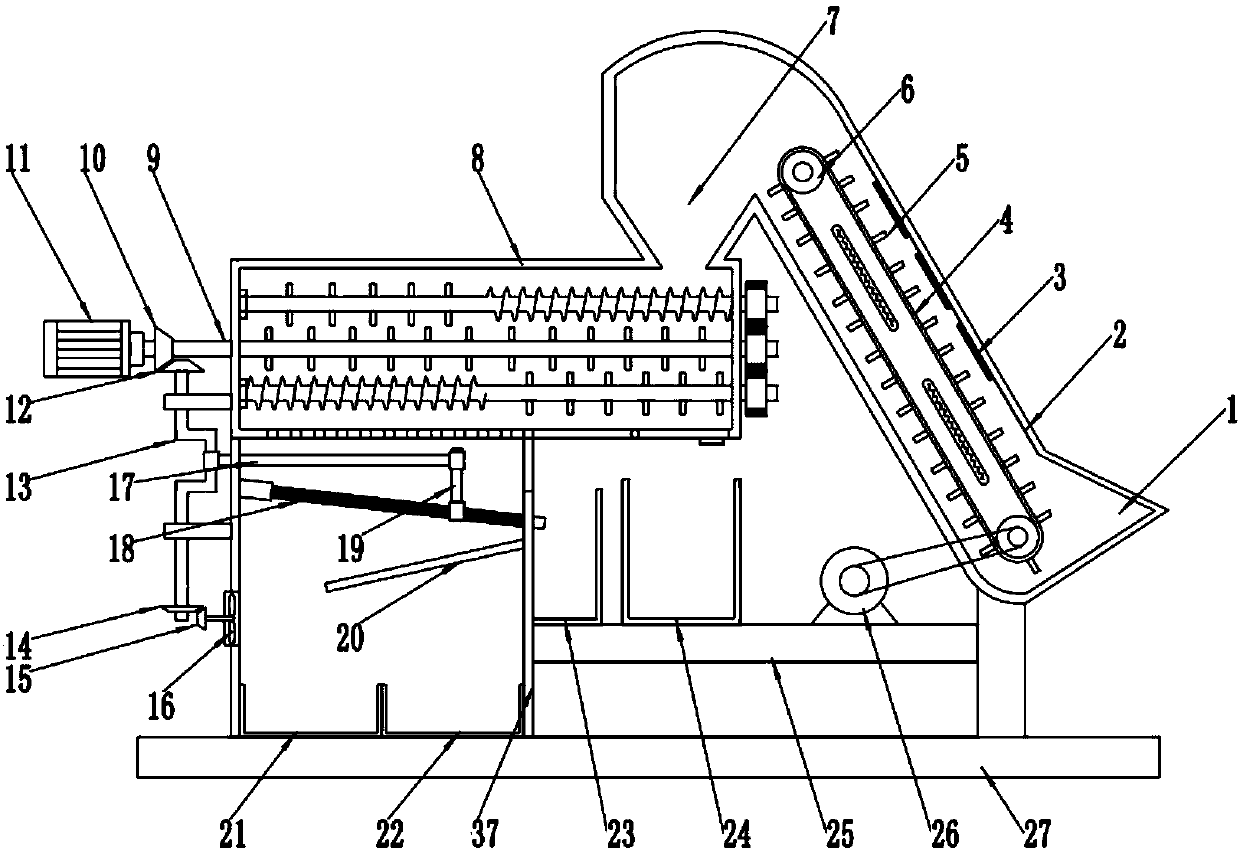 Corn threshing device with classified screening function