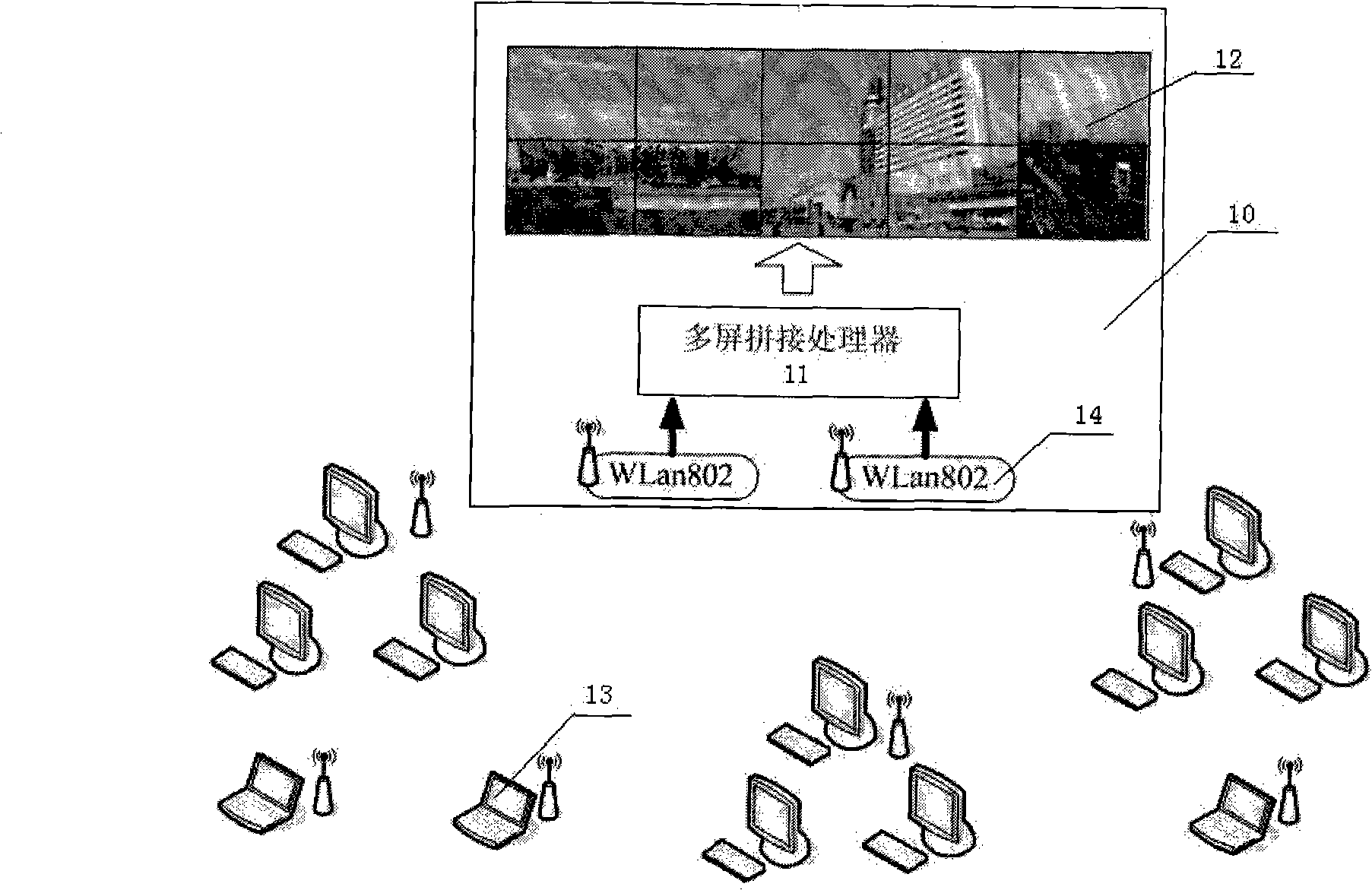 Wireless network transmission RGB signal processing method for multi-screen splicing display wall