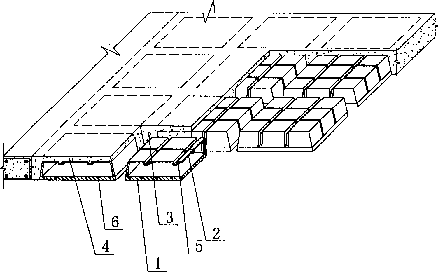 Hollow floor slab with hidden and dense ribs