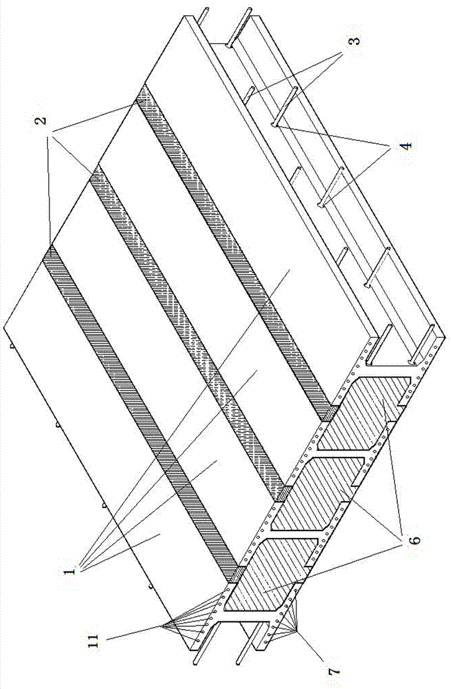 Transverse pre-stress I-shaped box girder structure