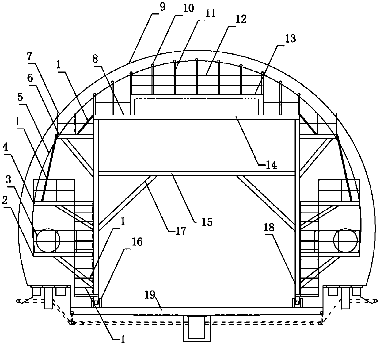 Multi-purpose simple rack for double-line tunnel