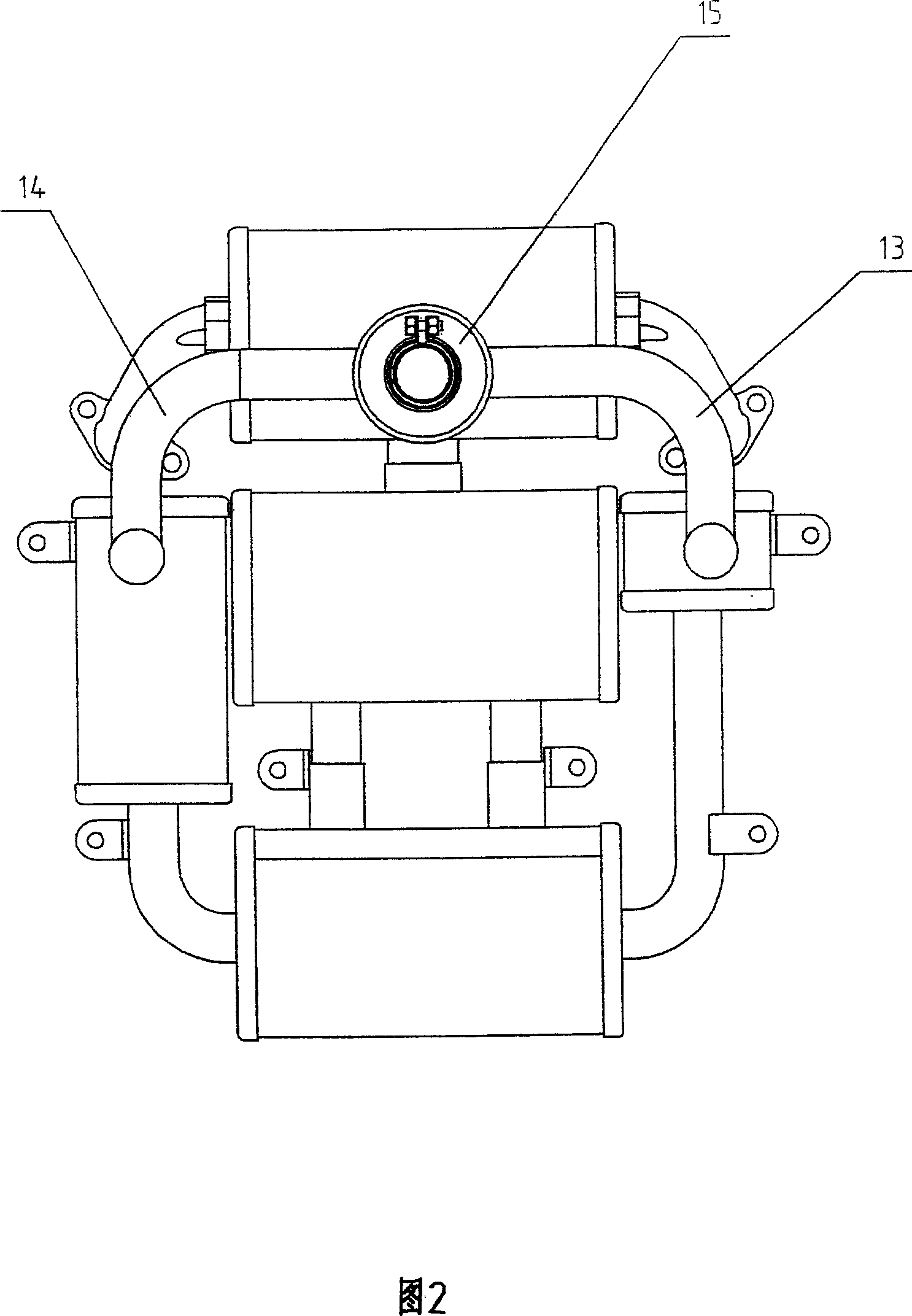 V-shape two-cylinder engine muffler