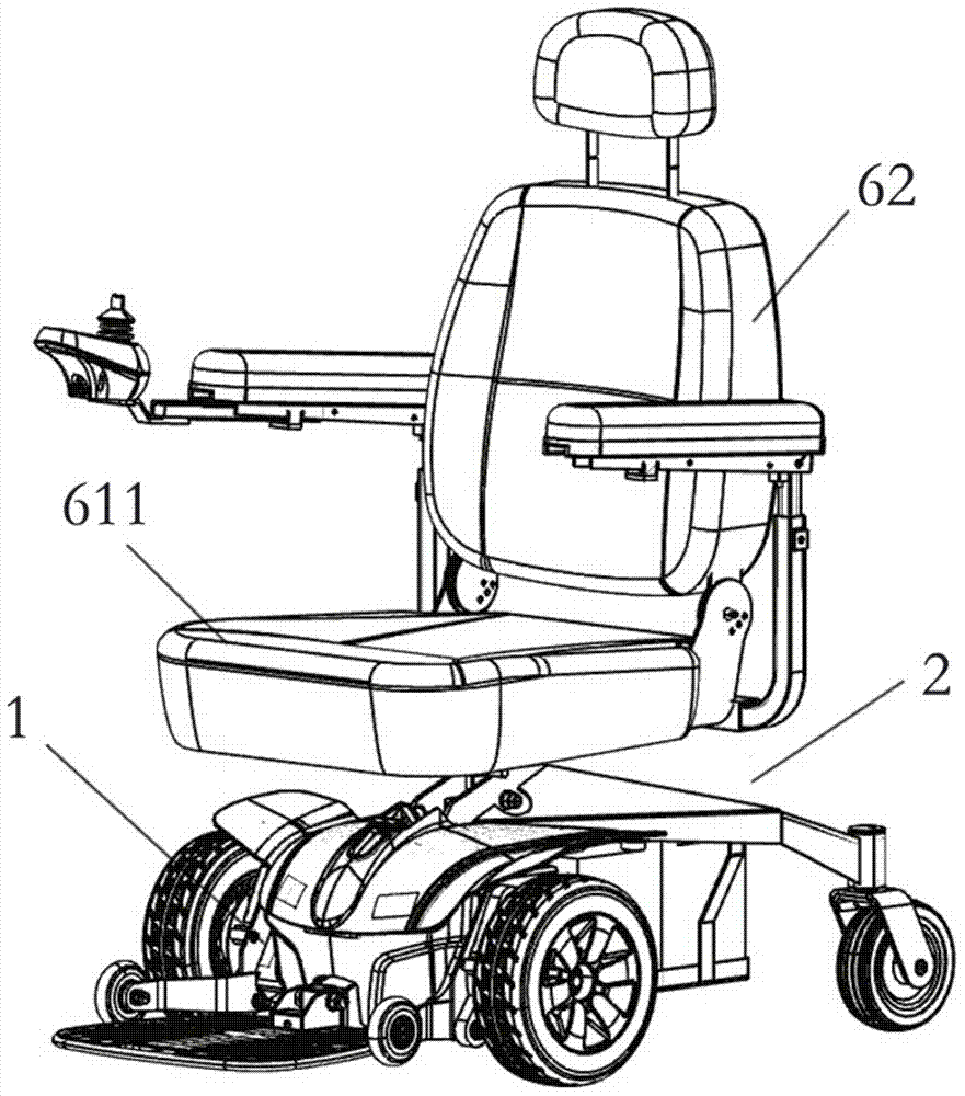 Travelling base of electrically propelled wheelchair