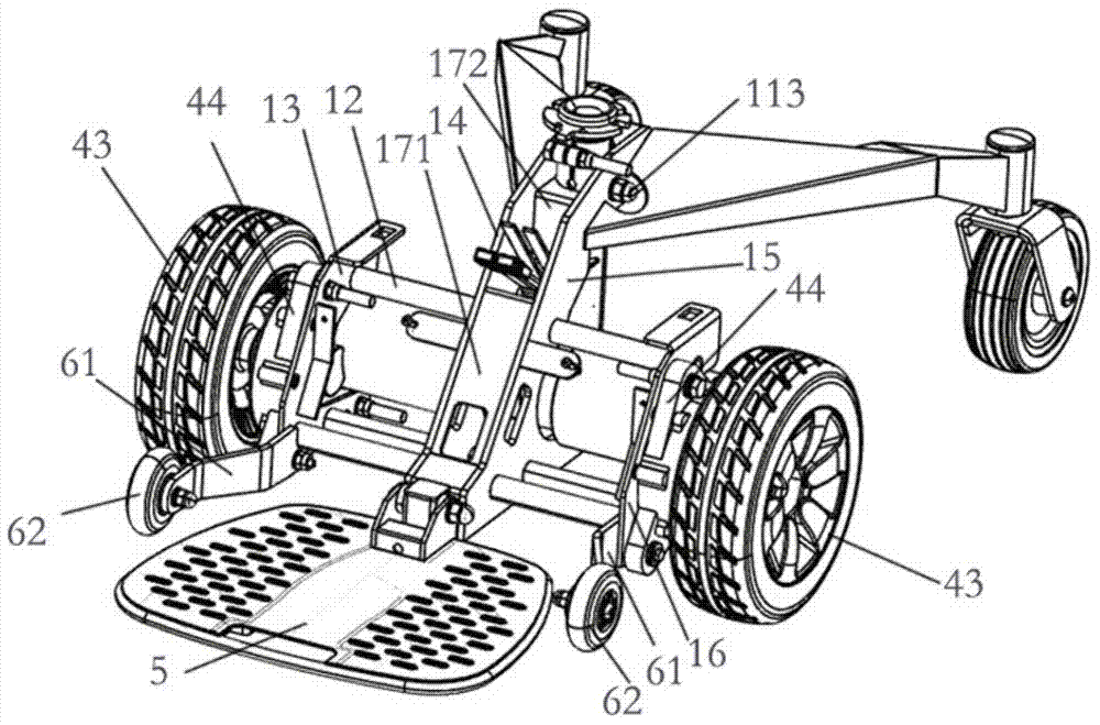 Travelling base of electrically propelled wheelchair