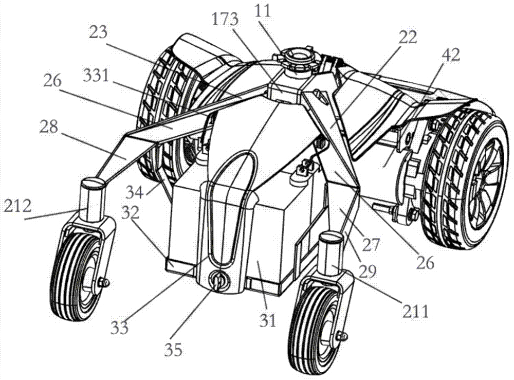 Travelling base of electrically propelled wheelchair