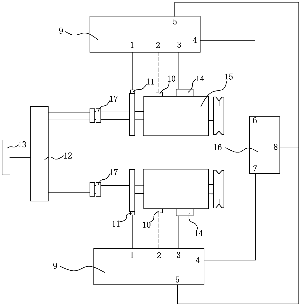 Engine control system and method matched with double engines and single blade