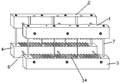 Dual-opening magnetic circuit iron core device body clamping device used for electrical equipment