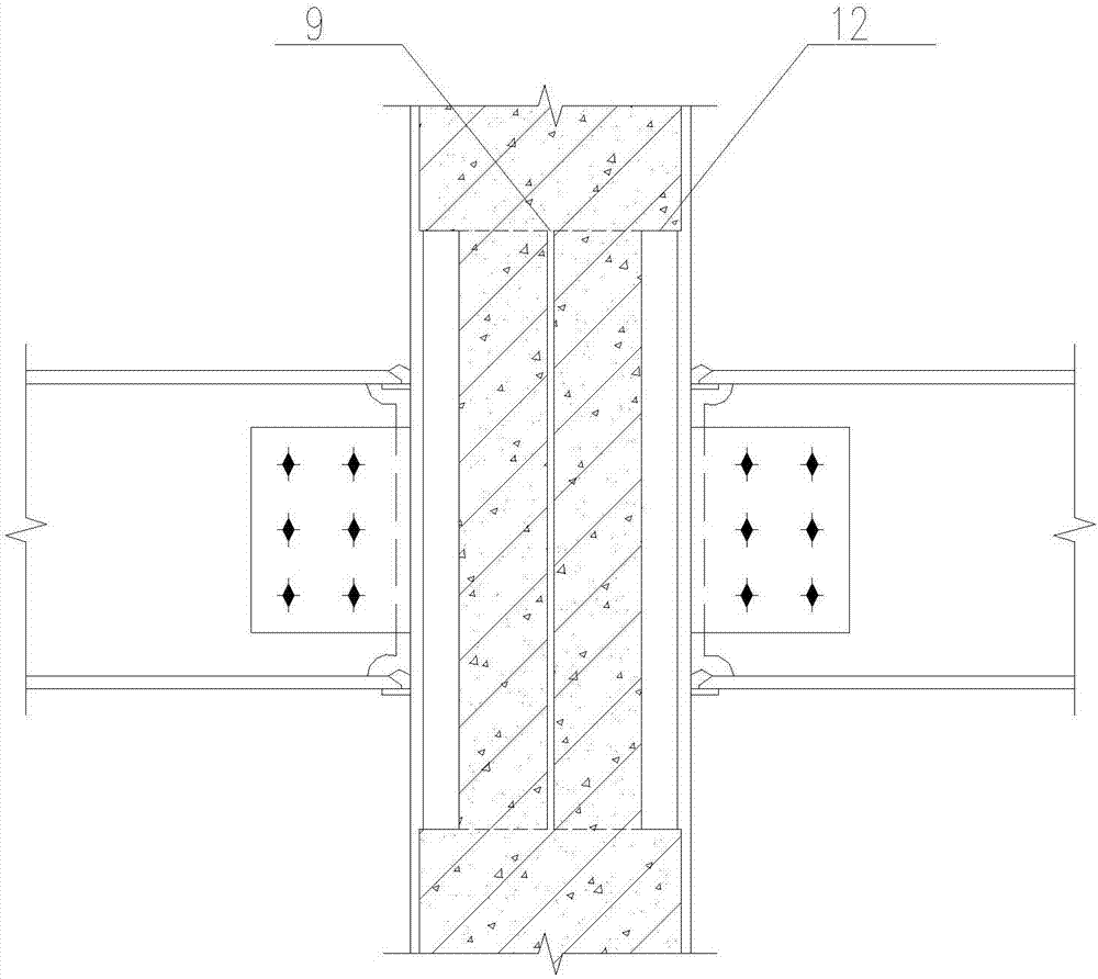 Node area column wall thickening and stiffening beam-column joints