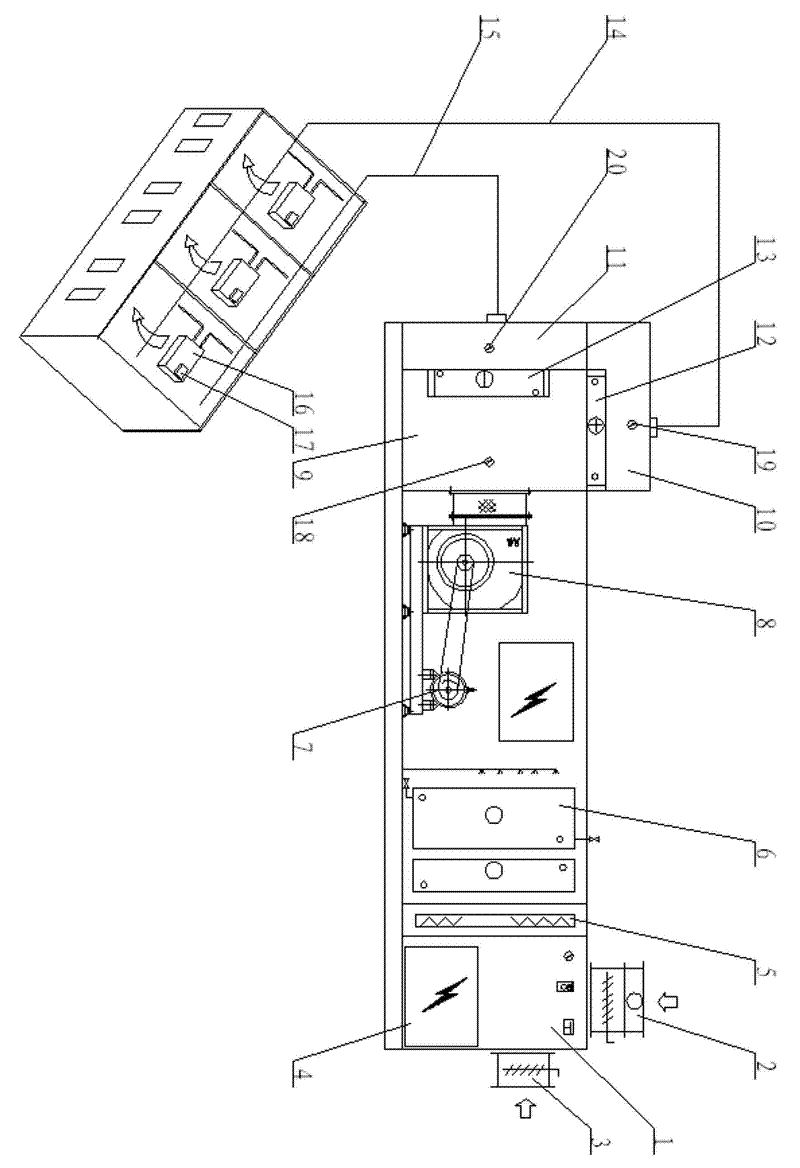 Recooling-reheating type dual-airduct frequency conversion air conditioner for ships