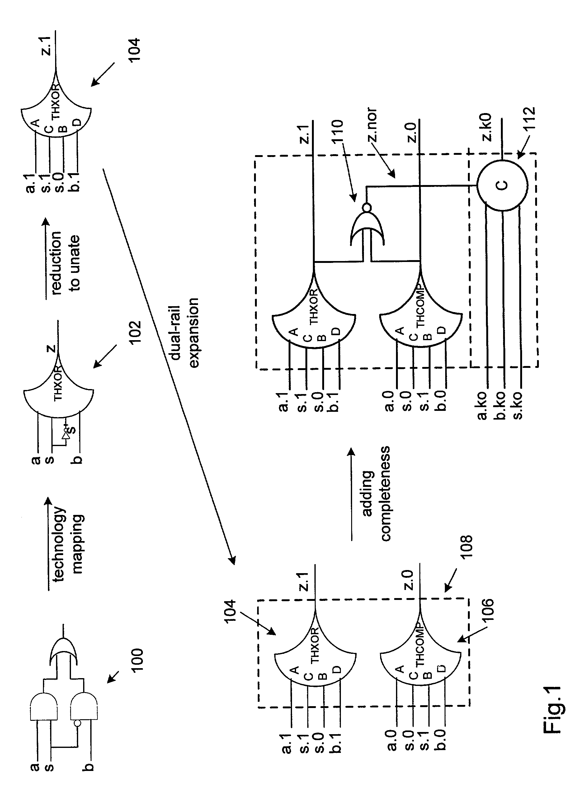 Multi-rail asynchronous flow with completion detection and system and method for designing the same