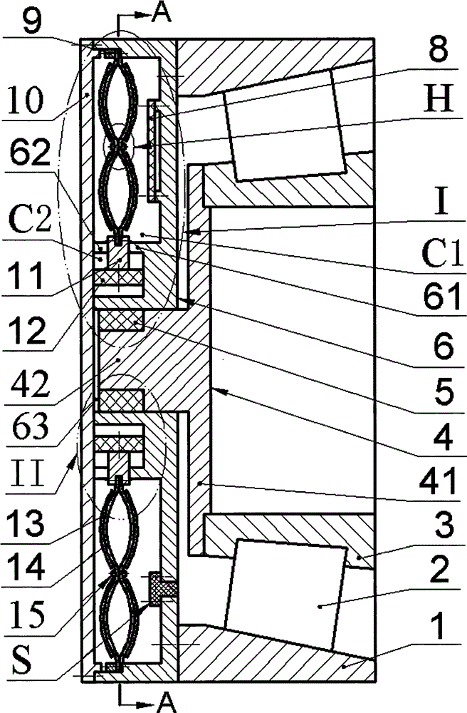 Large-scale self-monitoring conical roller bearing for generator