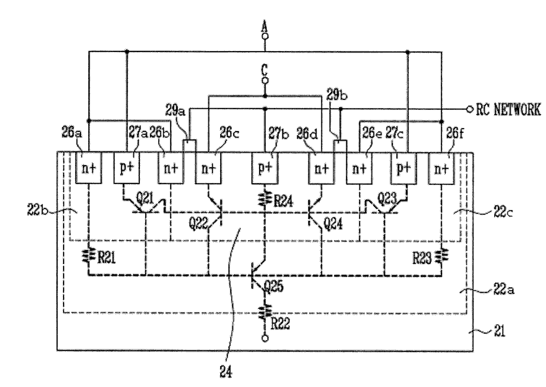 Electrostatic discharge protection circuit using triple welled silicon controlled rectifier