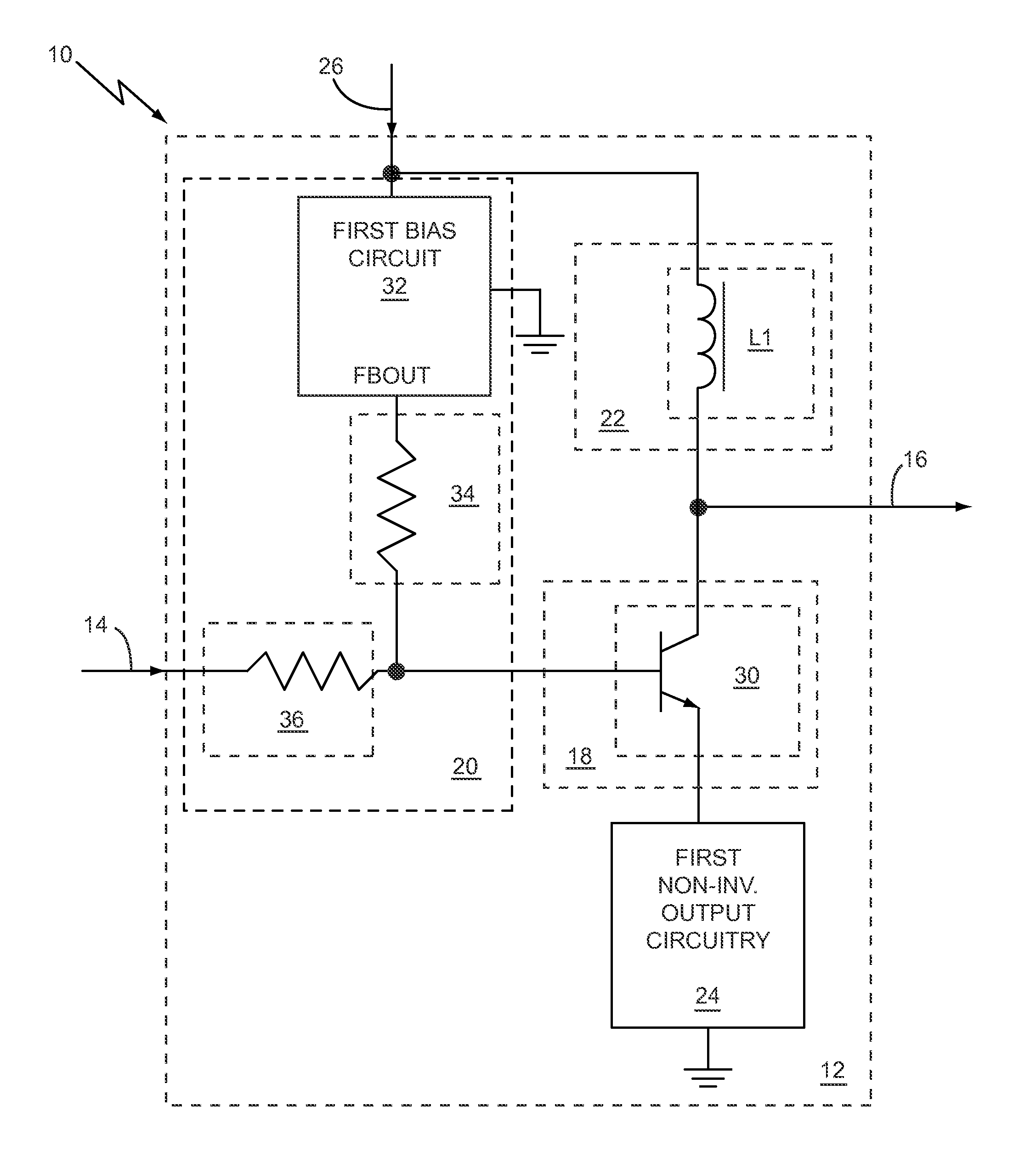Termination circuit based linear high efficiency radio frequency amplifier