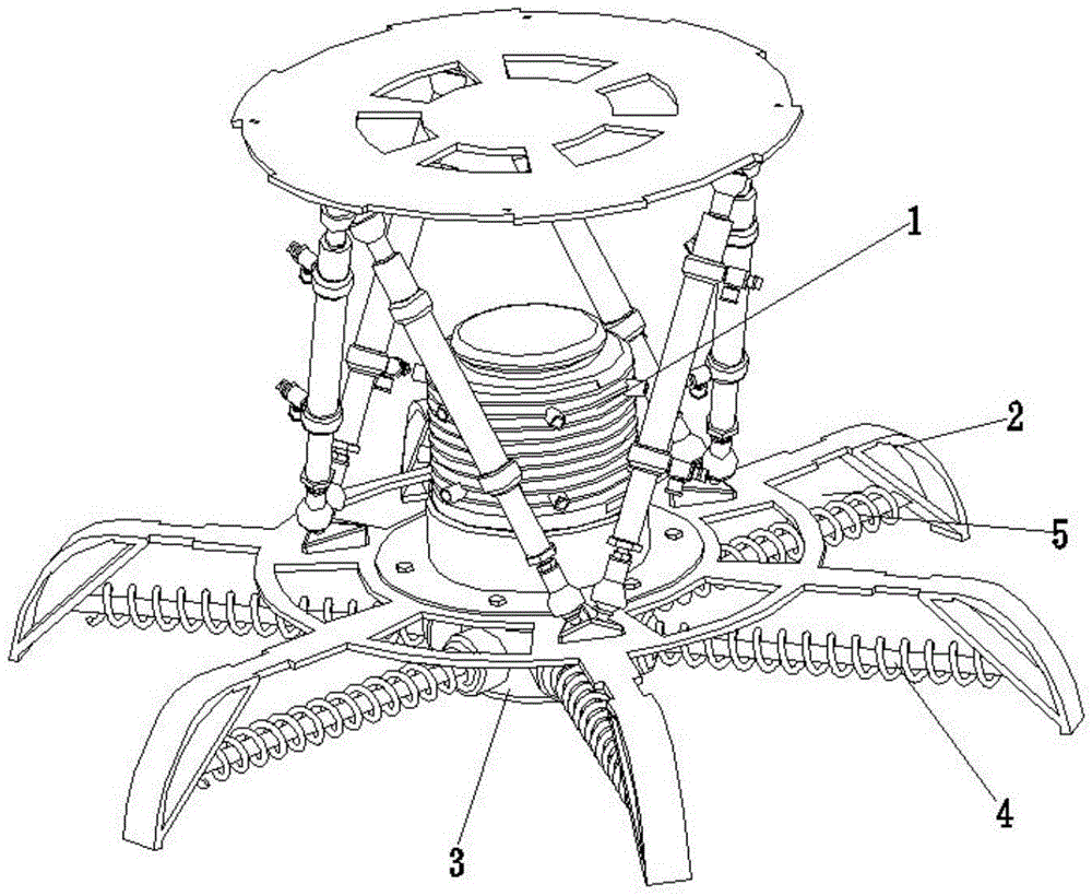 Multi-rotor flight vehicle undercarriage based on Stewart six-degree-of-freedom parallel mechanism