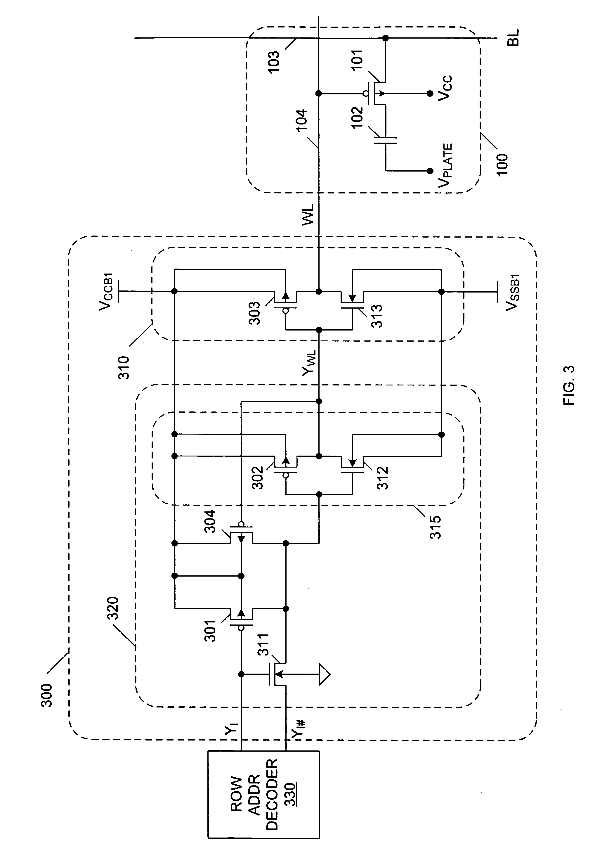 Word line driver for DRAM embedded in a logic process