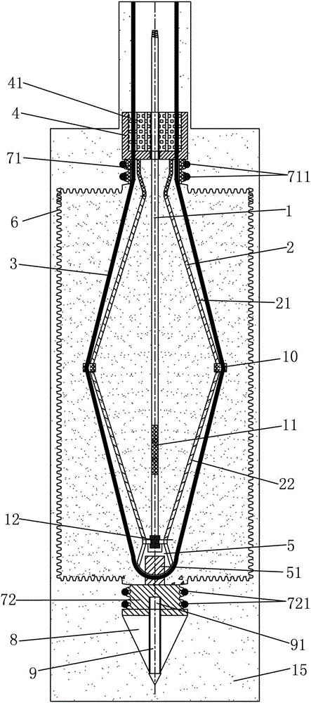 Embedded recoverable expansion anchor cable and construction method thereof