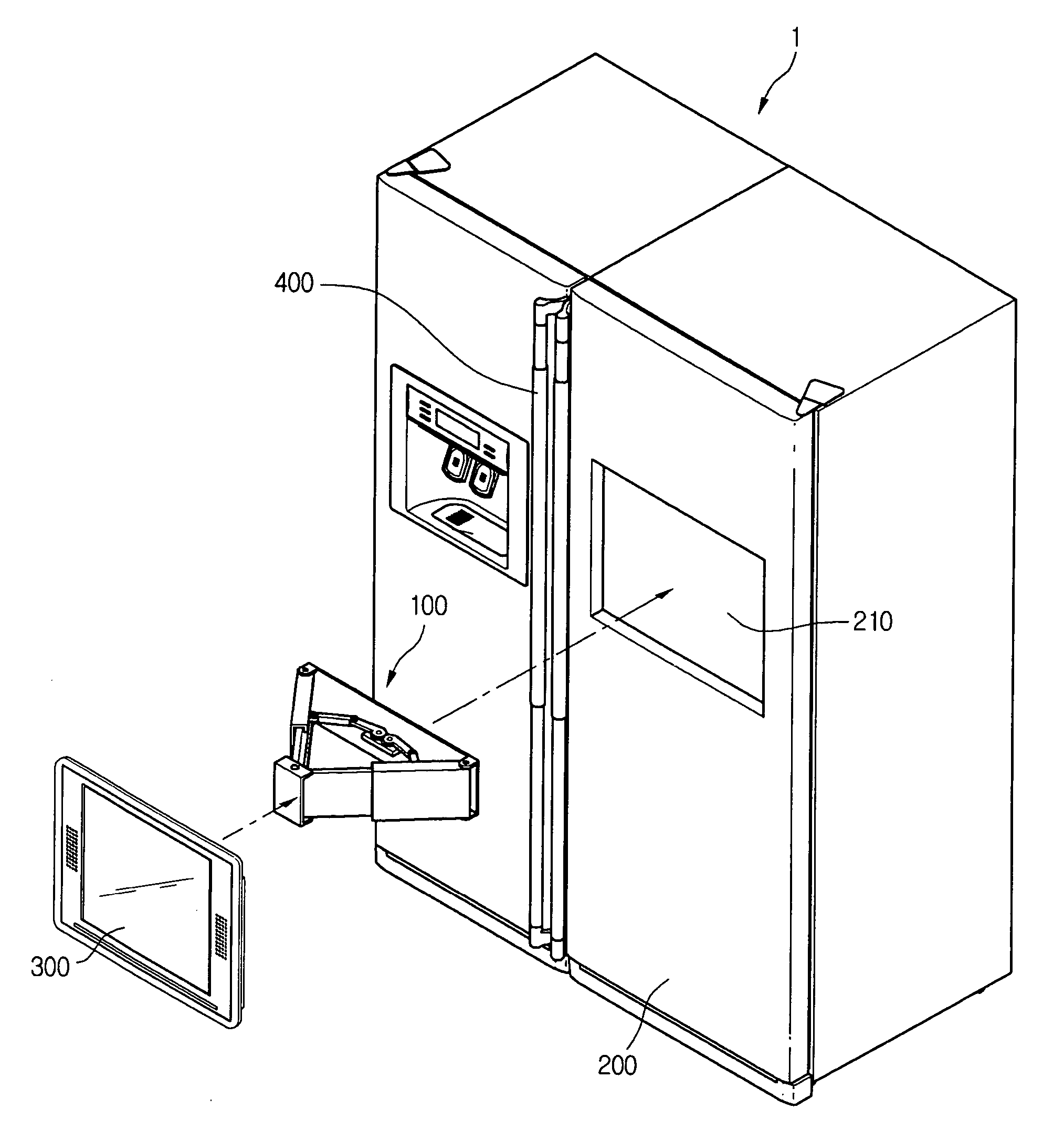 Refrigerator and guide apparatus for display of refrigerator