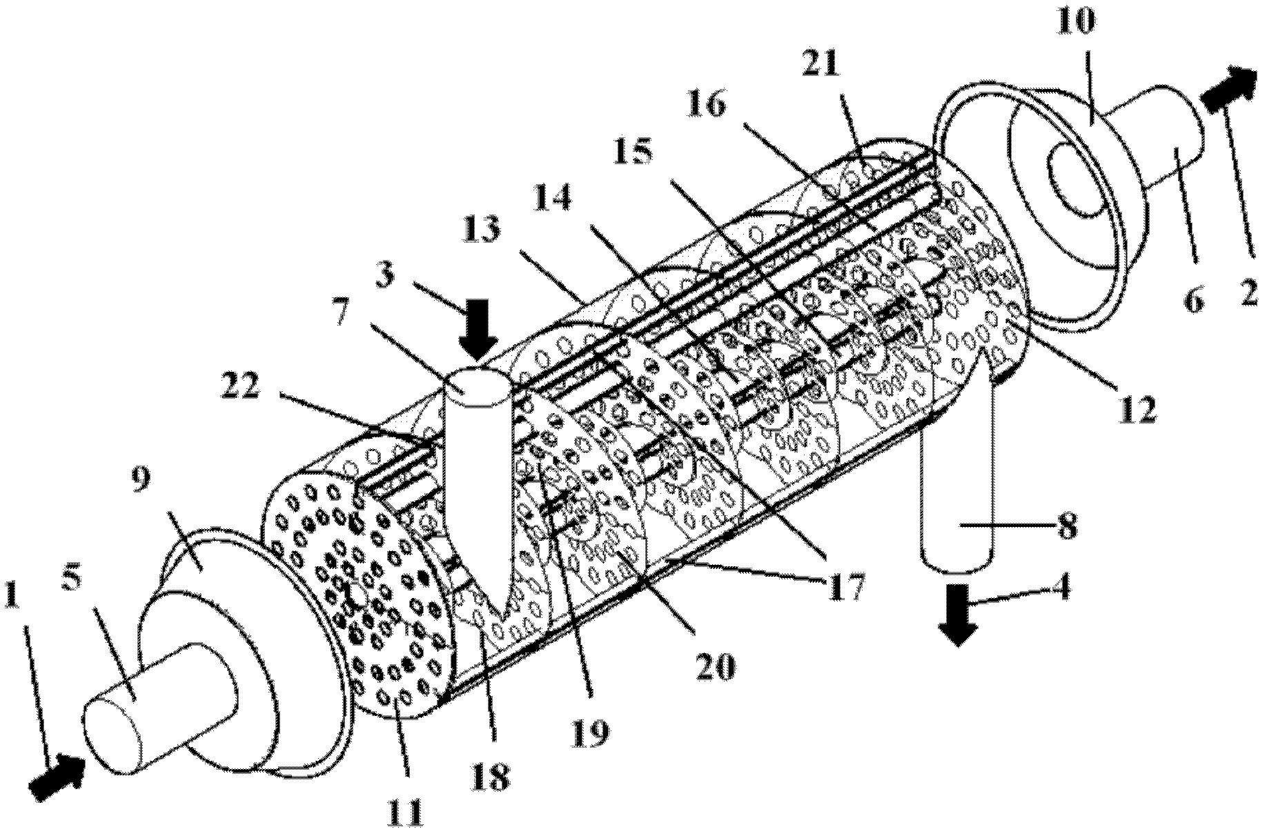 Shell-and-tube heat exchanger with combined type one-shell-pass continuous spiral baffles