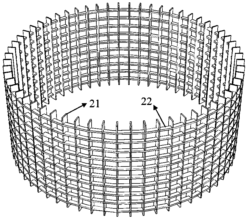 Steel grid ring type wind power tower base ring facility and construction method