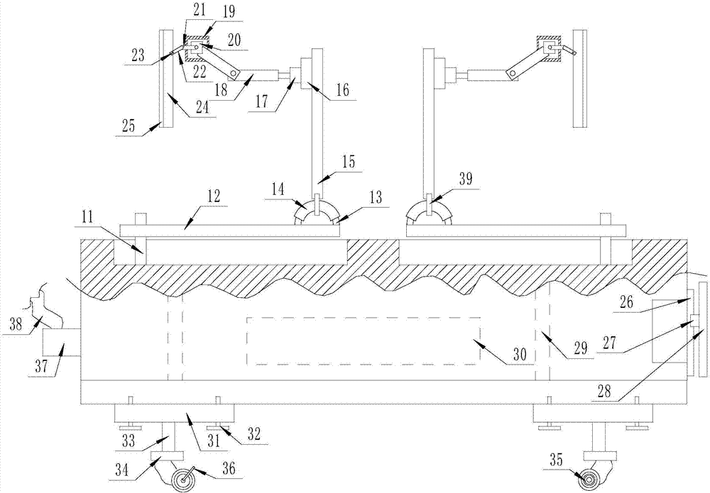 Stretching type device for limiting cement paving surface