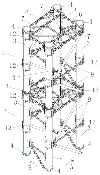 Temporary pier construction method adopting assembled heavy steel pipe supporting device