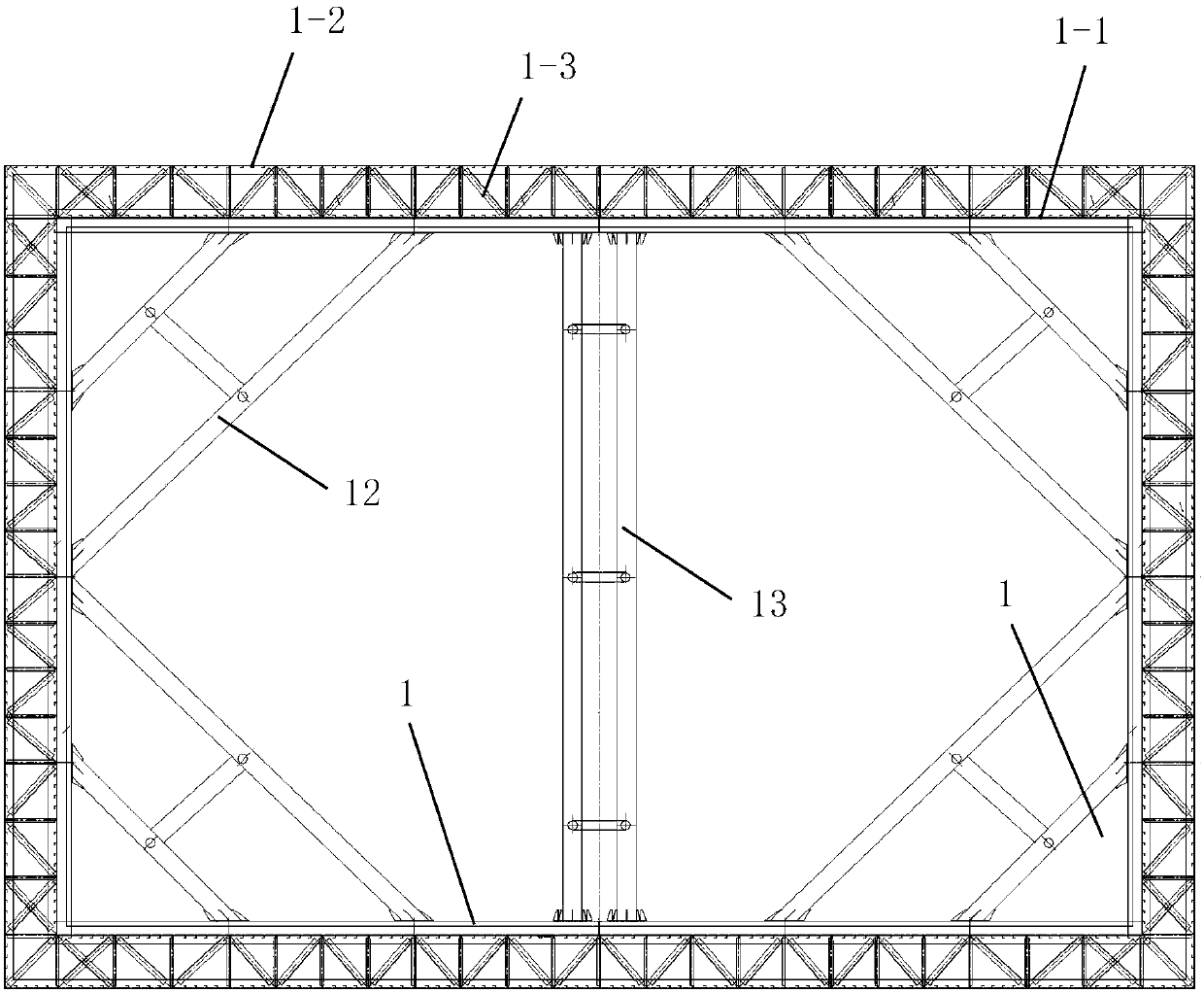 Slope rock riverbed steel cofferdam based on suspended corner processing structures