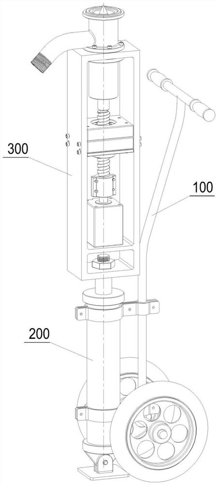 Hydraulic helical taper rod drilling, pulling and oil discharge device