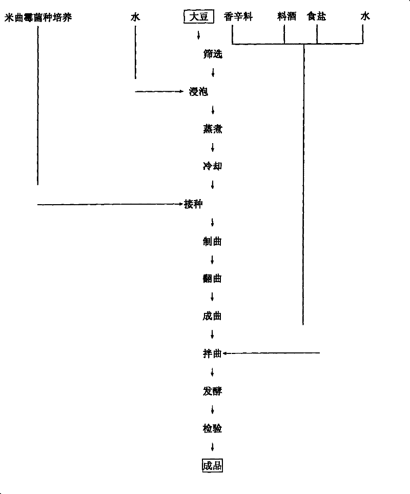 Aspergillus oryzae type novel technique for producing fermented soya bean