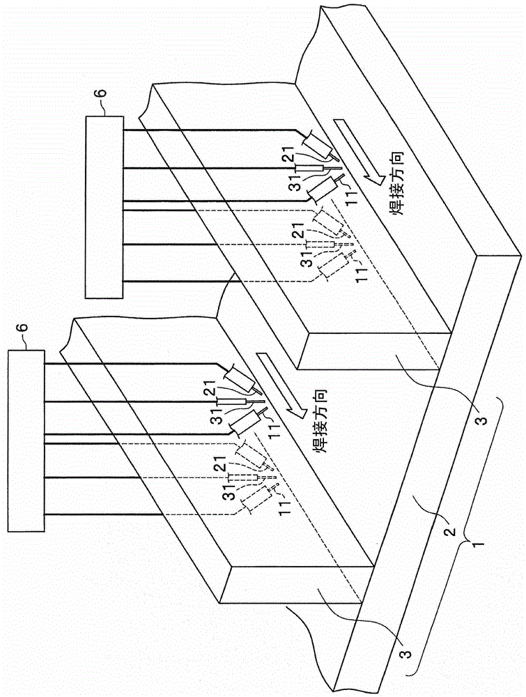 Multi-electrode gas-shielded arc welding method and multi-electrode gas-shielded arc welding device