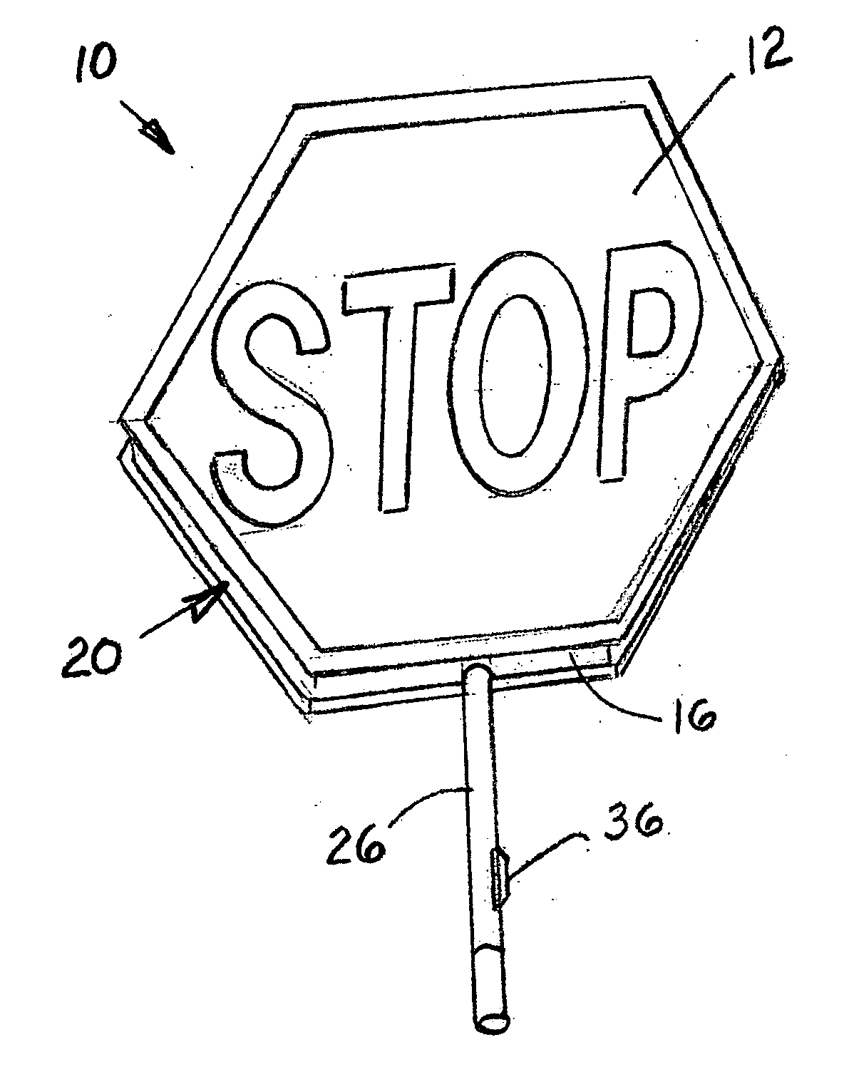 Handheld illuminated warning sign